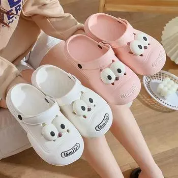 Туфли с дырками женские DIY дышащие летние аксессуары с героями мультфильмов на толстой подошве новая верхняя одежда пляжная сумка голова ЭВА классные тапочки 36-37 белый