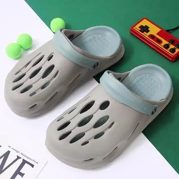 Туфли с дырочками на толстой подошве, мужская летняя новая пляжная обувь, мужские модные тапочки с мягкой подошвой для отдыха на открытом воздухе, дышащие, повседневные мужские тапочки 39