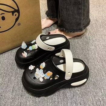 Туфли с дырочками на толстой подошве, женские нескользящие пляжные сандалии, увеличивающие высоту, сандалии с сумкой на голову, верхняя одежда, увеличивающие высоту, женские сандалии для сада 35/36 розовый