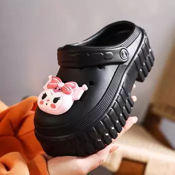 Туфли с дырочками на толстой подошве, женские нескользящие пляжные сандалии, увеличивающие высоту наступания на дерьмо, милые мультяшные тапочки 36 бежевый