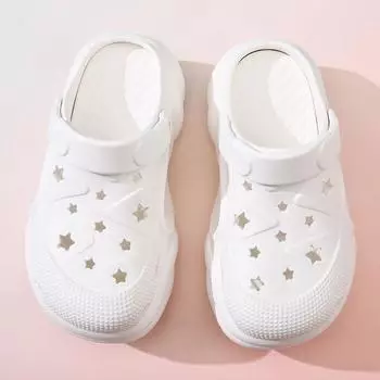 Туфли с дырочками женская верхняя одежда дышащая и износостойкая сумка на голове тапочки для дома нескользящие универсальные и не пахнущие ноги передовые крутые тапочки 35-36 чистый белый