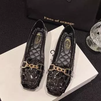 Туфли с квадратным носком из мягкой кожи на мягкой подошве, маленькие кожаные туфли для женщин, туфли с носком во французском стиле, балетки 35 чёрный