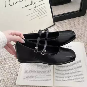 Туфли с квадратным носком, повседневные женские кроссовки, платье, балетки, женские, новинка лета 2024 года, резиновые, базовые, модные, для отдыха, на шнуровке, из искусственной кожи, без застежек 35 чёрный