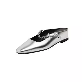 Туфли с квадратным носком, стразы, шлепанцы на плоской подошве, женские сандалии 34