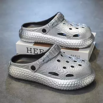 Туфли с отверстиями для мужчин и женщин с одинаковой круглой головкой, классические удобные сандалии на платформе, повседневная универсальная домашняя обувь для пары 36-37