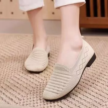 Туфли с сеткой, женская обувь, весна-лето, повседневная обувь с полой дышащей сеткой и одной педалью, белые туфли на плоской подошве 35 хаки