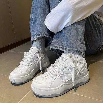 Туфли с толстой подошвой, женские весенне-летние новые модные нишевые оригинальные спортивные туфли в стиле ретро с аэрирующими пластинами 35 бежевый