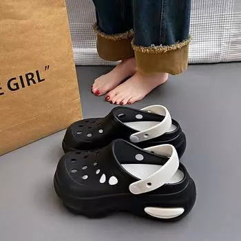 Туфли с толстыми подошвами и отверстиями для увеличения высоты, женская верхняя одежда, офисные нескользящие тапочки для сумок, двухцветные дышащие пляжные сандалии 35/36 розовый