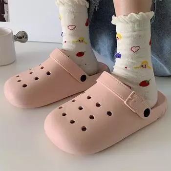Туфли с тонкими отверстиями для малышей, летние, трендовые, милые, крутые, с мультяшным медведем, подходящие, уличные, нескользящие, пляжные шлепанцы No flower deduction pink 36-37