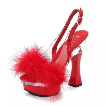 Туфли с волосатым рыбьим ртом, женские модельные сандалии на толстом каблуке и высоком каблуке 34 белый