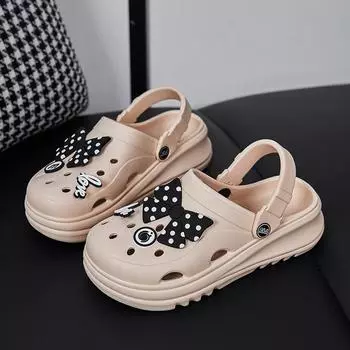 Туфли-сабо на толстой платформе для женщин, нескользящие пляжные сандалии с толстой подошвой, женские летние модные сандалии из ЭВА на танкетке 2024 года, тапочки 36-37 белый