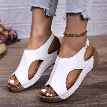 Туфли, сандалии, женские летние нескользящие удобные сандалии, женская обувь на танкетке, уличная обувь, женские сандалии 37 чёрный