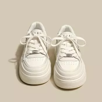 Туфли-слэбы, весенние туфли для колледжа, толстая подошва, увеличивает Джокер, маленькие белые туфли для девочек 35 белый