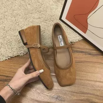 Туфли-туфли на каблуке Mary Jane из замши Z Fairy Retro с квадратным носком — женские, весна 2024 г., мягкая кожа 40