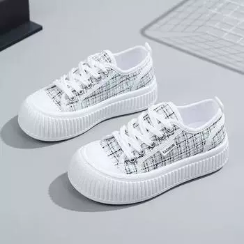 Туфли в форме печенья с толстой подошвой. Женская обувь в классическом стиле. Холщовая обувь. Женская новая женская одежда. Летние дышащие универсальные туфли для доски. 35