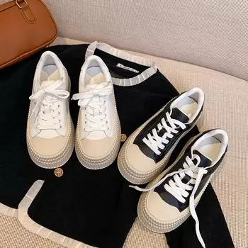 Туфли в форме печенья. Женская обувь на платформе Niche, увеличивающая рост. Белые туфли. Женская новая мода. Повседневная обувь для досок. Женская обувь на платформе. 34