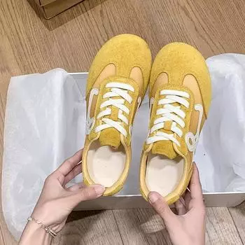 Туфли в стиле балета в стиле ретро, подходящие по цвету кроссовки Forrest Gump женские 2025 года, удобные и дышащие = повседневные спортивные туфли на плоской подошве для моральных тренировок 35 бежевый