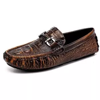 Туфли в стиле крокодиловой кожи, мужские повседневные роскошные кожаные мокасины ручной работы, мужские итальянские модные туфли для вождения, ретро-мокасины, удобные 37