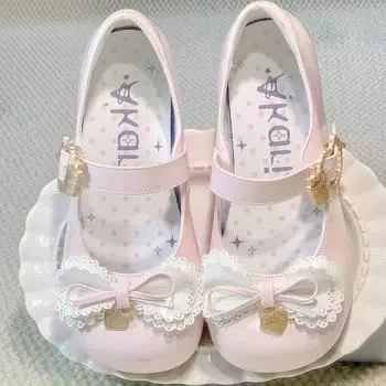 Туфли в стиле Лолита dopamine маленькие кожаные туфли женские весенние туфли в стиле Лолита с бантом милые кукольные туфли на низком каблуке 35 белый