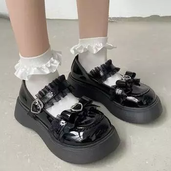 Туфли в стиле Лолита с кружевной отделкой, женские японские туфли на платформе, туфли Мэри Джейн, женские туфли в готическом стиле из лакированной кожи для косплея 2024 года, униформа Jk 35