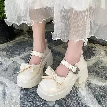 Туфли в стиле Лолиты для женщин, японские туфли на платформе, черные, на высоком каблуке, модные туфли Мэри Джейн, массивная платформа, обувь для косплея в стиле JK 4.5