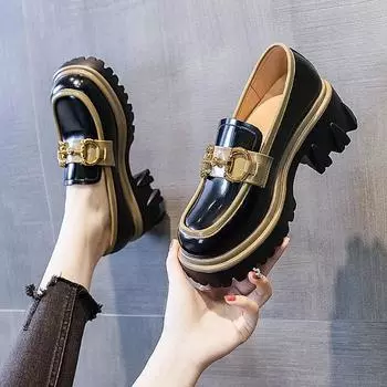 Туфли в стиле Лолиты женские осенние туфли на платформе черные высокие каблуки модные круглые носки Мэри Джейн женские лакированные туфли из искусственной кожи для косплея для студентов 35