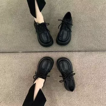 Туфли в стиле Лолиты, женские японские туфли Мэри Джейн, женские винтажные туфли для студентов, JK, униформа, туфли на высоком каблуке и платформе, косплей, большие размеры 35 чёрный