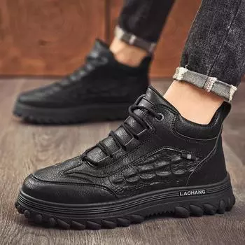 Туфли в стиле ретро, повседневная обувь, мужские туфли средней высоты, черные кожаные туфли, короткие ботинки на шнуровке, мужские ботинки Martin 39