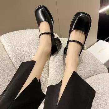 Туфли женские 2024 года, квадратный носок, белый, жемчужно-черный, на среднем каблуке, женская летняя обувь, популярная у молодых красоток, сегодня распродажа Y2k 35