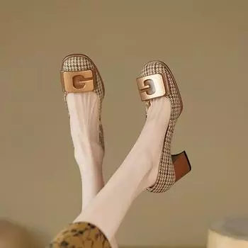 Туфли женские 2024 года, летняя женская обувь с квадратным носком, офисная обувь на высоком каблуке, массивные туфли-лодочки, стильная обувь 39 34