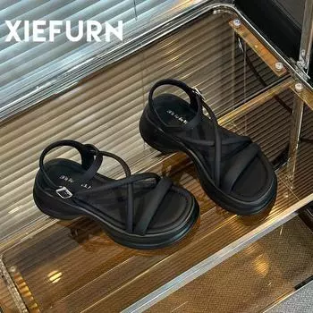 Туфли женские 2024 летние новые универсальные интернет знаменитости толстая подошва усиливающая фея ветер слово с юбкой сандалии женщина 35 серебряный