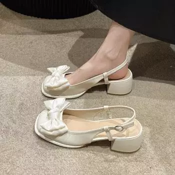 Туфли женские 2024 Новые туфли Мэри Джейн на высоком каблуке Женские летние офисные туфли-лодочки Женские босоножки с закрытым носком и бабочкой Женские 35 розовый