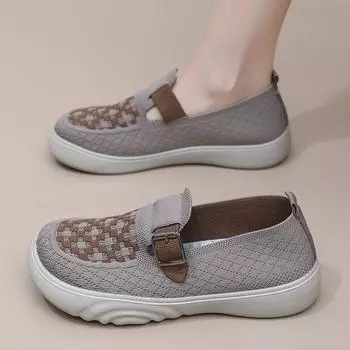 Туфли женские 2025 ****** и осенние новые старые ******* тканевые туфли с подошвой s**t, легкие подошвы, одна педаль, платформа повседневные женские одинарные туфли 35