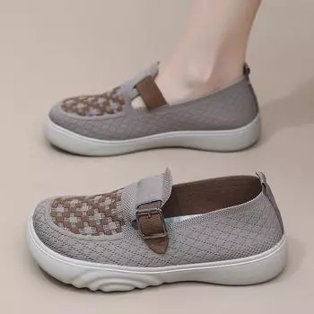 Туфли женские 2025 ****** и осенние новые старые ******* тканевые туфли с подошвой s**t, легкие подошвы, одна педаль, платформа повседневные женские одинарные туфли 35 фиолетовый