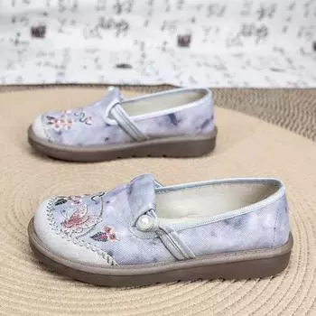 Туфли женские 2025 весна новые повседневные одинарные туфли удобные ленивые с одной педалью круглая головка дышащие нескользящие износостойкие женские туфли 35 серый