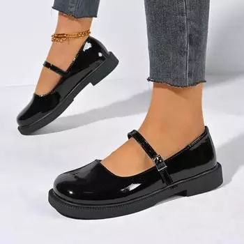 Туфли женские большого размера Mary Janes, женские туфли-лодочки, лаконичные повседневные туфли-лодочки, женские туфли с круглым носком и низким каблуком, с пряжкой и ремешком, женские 35 красный