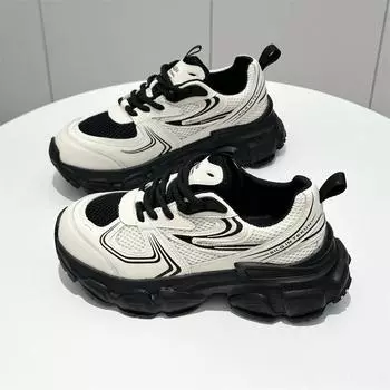 Туфли женские из натуральной кожи с дышащей сетчатой тканью на платформе, осенний новый стиль, дышащая сетчатая обувь в корейском стиле, универсальная спортивная обувь 35