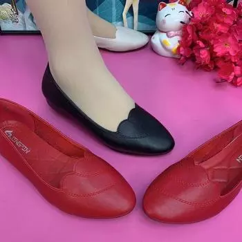 Туфли женские из натуральной мягкой кожи, весна-осень 2025 года, новые женские туфли с мягкой подошвой и острым носком, с плоским дном, для мам среднего и пожилого возраста 35 красный