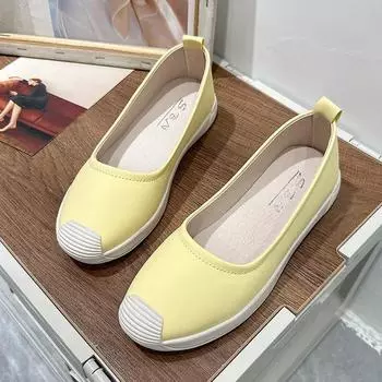 Туфли женские ленивые с одной педалью, лето 2024, новые, с круглым носком, с неглубоким горлом, повседневные, удобные, на плоской подошве, туфли для бабушек 36