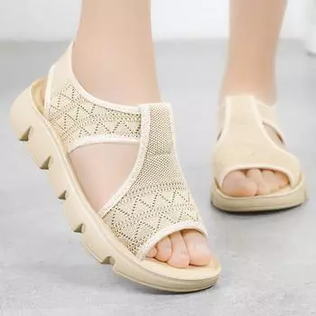 Туфли женские летние новые дышащие сандалии из полиуретана легкие сандалии с протекающим носком женские 36