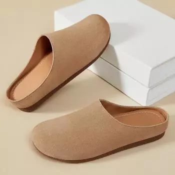 Туфли женские летние новые кожаные мягкие подошва полуперетаскивание французские ретро сумка голова Birkenstocks легкие Birkenstocks 35