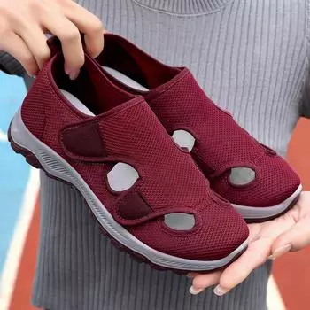 Туфли женские летние новые повседневные туфли с отверстиями регулируемые дышащие удобные туфли для пожилых людей сандалии женские туфли 36
