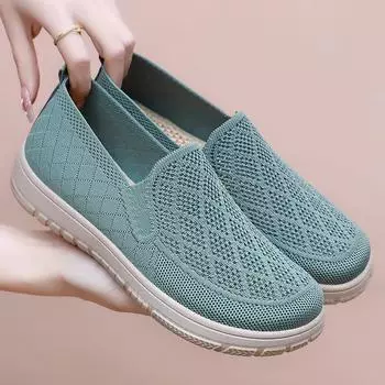 Туфли женские летние новые повседневные туфли с одной педалью тканевые туфли с плоским носком туфли с мягкой подошвой удобные туфли для мам 36