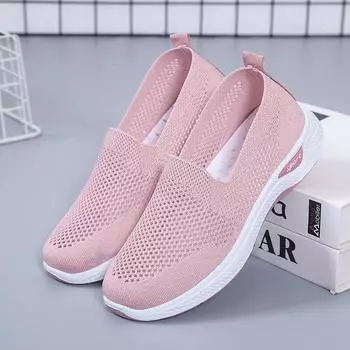 Туфли женские летние сетчатые дышащие туфли с одной педалью для мам среднего и пожилого возраста с неглубокой горловиной и мягкой подошвой женские повседневные туфли 36 розовый