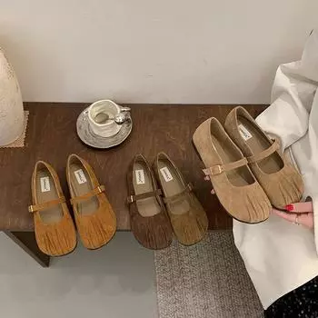 Туфли женские Мэри Джейн 2025 года, ранняя весна, новые модели с юбками, одна педаль, мягкая подошва, шапочки, женская ретро-туфля для бабушки 35 жёлтый