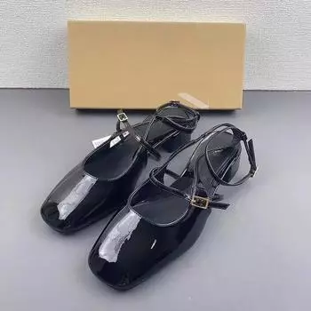 Туфли женские Мэри Джейн TRAF, модные кожаные туфли на толстом каблуке, офисные туфли на каблуке с открытой пяткой, осенние женские черные туфли на толстом каблуке 2024 года 36