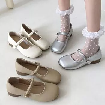 Туфли женские Мэри Джейн весна-осень сотня с мягкой подошвой и неглубоким горлом, одинарные туфли, модные и удобные 35 серебряный