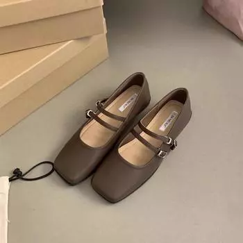 Туфли женские Мэри Джейн Женские балетки Повседневные повседневные балетки Женские туфли с неглубоким квадратным носком и пряжкой на ремешке Мягкая подошва Женские 35 покинуть белый