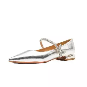 Туфли женские Мэри Джейн женские на высоком каблуке элегантные туфли-лодочки женские хрустальные бабочки с острым носком туфли на низком каблуке женские 35