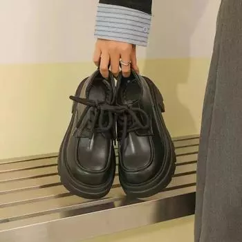 Туфли женские Mary Jane Kawaii с круглым носком на платформе и каблуках, однотонные, для вечеринок, прекрасный стиль, весна-осень 35 чёрный